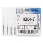 Hero 642 (21 mm) (2 %) (ISO 30), Gyökércsatorna reszelő (gépi), Könyökdarab (CA, Ø 2,35 mm, ISO 204) ISO 30 forgó, ISO színkódolt, Nikkel-titán, 21 mm, 6 darab