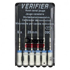 Verifier (Test eszköz) (25 mm) (4 %) (ISO 90), Fogantyú - műanyag ISO 90 autoklávozható, ISO színkódolt, Nikkel-titán, 25 mm, 6 darab