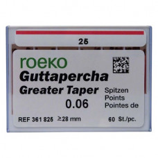 Guttapercha Greater, guttapercha-csúcs, rózsaszín, Taper.06 ISO 025, 60 darab