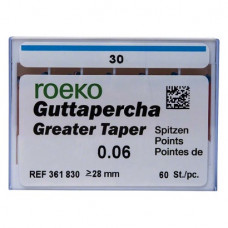 Guttapercha Greater, guttapercha-csúcs, rózsaszín, Taper.06 ISO 030, 60 darab