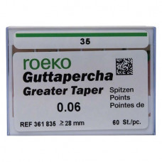 Guttapercha Greater, guttapercha-csúcs, rózsaszín, Taper.06 ISO 035, 60 darab