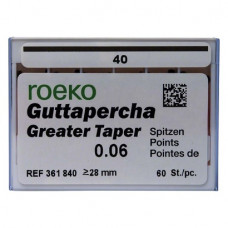 Guttapercha Greater, guttapercha-csúcs, rózsaszín, Taper.06 ISO 040, 60 darab