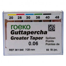 Guttapercha Greater, guttapercha-csúcs, rózsaszín, Taper.06 ISO 020-045, 60 darab