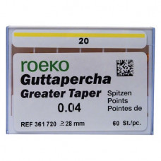 Guttapercha Greater, guttapercha-csúcs, rózsaszín, Taper.04 ISO 020, 60 darab