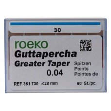 Guttapercha Greater, guttapercha-csúcs, rózsaszín, Taper.04 ISO 030, 60 darab