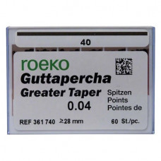 Guttapercha Greater, guttapercha-csúcs, rózsaszín, Taper.04 ISO 040, 60 darab