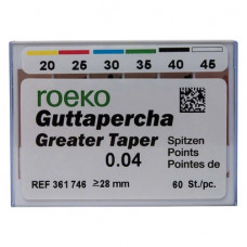 Guttapercha Greater, guttapercha-csúcs, rózsaszín, Taper.04 ISO 020-045, 60 darab