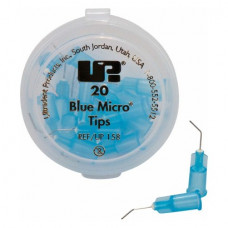 Blue Micro Tip (G25 ¦ 0,50 mm), Applikációs kanül, hajlított, világoskék, Fém, G25 = 0,5 mm, 20 darab