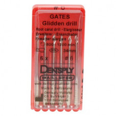 Gates Glidden Drill (6), Gyökércsatorna tágító (Gates), Könyökdarab (CA, Ø 2,35 mm, ISO 204) ISO 150 forgó, ISO színkódolt, Nemesacél, 19 - 34 mm, 6 darab