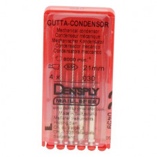 Gutta Condensor (21 mm) (ISO 30), Guttapercha kondenzor, Könyökdarab (CA, Ø 2,35 mm, ISO 204) ISO 30 forgó, ISO színkódolt, Nemesacél, 21 mm, 4 darab
