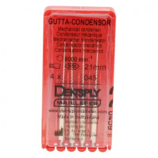 Gutta Condensor (21 mm) (ISO 45), Guttapercha kondenzor, Könyökdarab (CA, Ø 2,35 mm, ISO 204) ISO 45 forgó, ISO színkódolt, Nemesacél, 21 mm, 4 darab