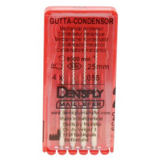 Gutta Condensor (25 mm) (ISO 55), Guttapercha kondenzor, Könyökdarab (CA, Ø 2,35 mm, ISO 204) ISO 55 forgó, ISO színkódolt, Nemesacél, 25 mm, 4 darab