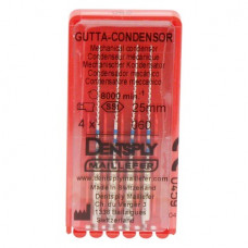 Gutta Condensor (25 mm) (ISO 60), Guttapercha kondenzor, Könyökdarab (CA, Ø 2,35 mm, ISO 204) ISO 60 forgó, ISO színkódolt, Nemesacél, 25 mm, 4 darab
