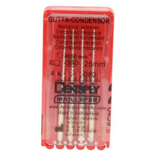 Gutta Condensor (25 mm) (ISO 80), Guttapercha kondenzor, Könyökdarab (CA, Ø 2,35 mm, ISO 204) ISO 80 forgó, ISO színkódolt, Nemesacél, 25 mm, 4 darab