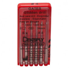 Gates Glidden Drill (4), Gyökércsatorna tágító (Gates), Könyökdarab (CA, Ø 2,35 mm, ISO 204) ISO 110 forgó, ISO színkódolt, Nemesacél, 19 - 34 mm, 6 darab
