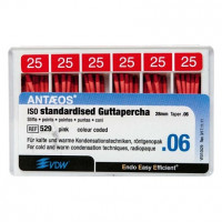 Guttapercha-csúcs (#529) (28 mm) (6 %) (ISO 25), ISO 25 rózsaszín, röntgenopák, Guttapercha, 28 mm, 60 darab