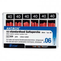 Guttapercha-csúcs (#529) (28 mm) (6 %) (ISO 40), ISO 40 rózsaszín, röntgenopák, Guttapercha, 28 mm, 60 darab