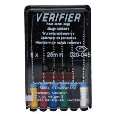 Verifier (Test eszköz) (25 mm) (4 %) (ISO 20-45), Fogantyú - műanyag ISO 20-45 autoklávozható, ISO színkódolt, Nikkel-titán, 25 mm, 6 darab