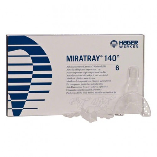 Miratray 140 (M), Lenyomatkanál - Fogas alsó állkapocs, autoklávozható, átlátszó, Műanyag, M (közepes), 6 darab