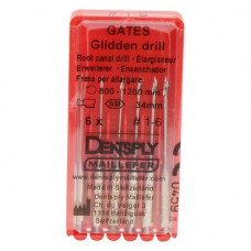 Gates Glidden Drill (1-6), Gyökércsatorna tágító (Gates), Könyökdarab (CA, Ø 2,35 mm, ISO 204) ISO 50-150 forgó, ISO színkódolt, Nemesacél, 19 - 34 mm, 6x1 darab