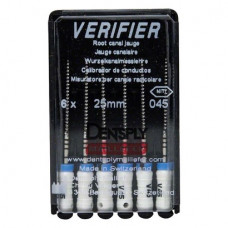 Verifier (Test eszköz) (25 mm) (4 %) (ISO 45), Fogantyú - műanyag ISO 45 autoklávozható, ISO színkódolt, Nikkel-titán, 25 mm, 6 darab