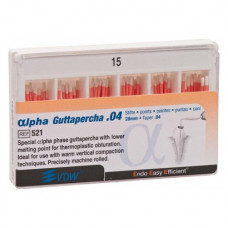 alpha Guttapercha (28 mm) (4 %) (ISO 15), Guttapercha-csúcs, ISO 15 rózsaszín, Guttapercha, 28 mm, 60 darab
