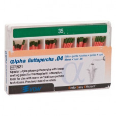 alpha Guttapercha (28 mm) (4 %) (ISO 35), Guttapercha-csúcs, ISO 35 rózsaszín, Guttapercha, 28 mm, 60 darab