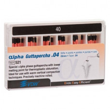 alpha Guttapercha (28 mm) (4 %) (ISO 40), Guttapercha-csúcs, ISO 40 rózsaszín, Guttapercha, 28 mm, 60 darab