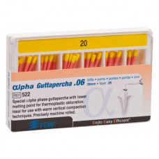 alpha Guttapercha (28 mm) (6 %) (ISO 20), Guttapercha-csúcs, ISO 20 rózsaszín, Guttapercha, 28 mm, 60 darab
