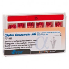 alpha Guttapercha (28 mm) (6 %) (ISO 25), Guttapercha-csúcs, ISO 25 rózsaszín, Guttapercha, 28 mm, 60 darab