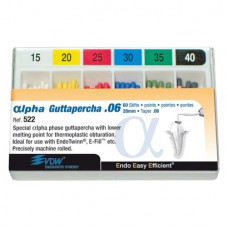 alpha Guttapercha (28 mm) (6 %) (ISO 15-40), Guttapercha-csúcs, ISO 15-40 rózsaszín, Guttapercha, 28 mm, 6x10 darab
