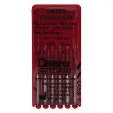 Gates Glidden Drill (2), Gyökércsatorna tágító (Gates), Könyökdarab (CA, Ø 2,35 mm, ISO 204) ISO 70 forgó, ISO színkódolt, Nemesacél, 15 - 28 mm, 6 darab