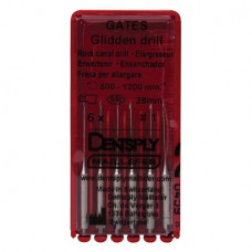 Gates Glidden Drill (1), Gyökércsatorna tágító (Gates), Könyökdarab (CA, Ø 2,35 mm, ISO 204) ISO 50 forgó, ISO színkódolt, Nemesacél, 15 - 28 mm, 6 darab