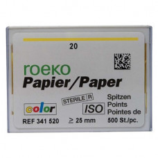 Color (ISO 20), Papírcsúcs, ISO 20 sterilen csomagolva, világossárga, Papír, 500 darab