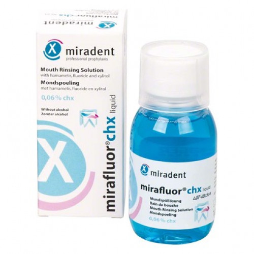 Mirafluor (CHX), Szájöblíto, Üveg, alkoholmentes, fluoridtartalmú, 100 ml, 1 darab