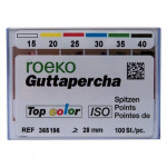 Top color (ISO 15-40), Guttapercha-csúcs, Doboz, ISO 15-40 rózsaszín, Guttapercha, 28 mm, 100 darab
