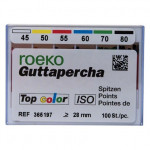 Top color (ISO 45-80), Guttapercha-csúcs, Doboz, ISO 45-80 rózsaszín, Guttapercha, 28 mm, 100 darab
