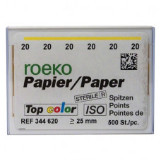 Top color (ISO 20), Papírcsúcs, ISO 20 sterilen csomagolva, fehér, Papír, 500 darab