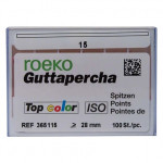 Top color (ISO 15), Guttapercha-csúcs, Doboz, ISO 15 rózsaszín, Guttapercha, 28 mm, 100 darab