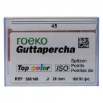 Top color (ISO 45), Guttapercha-csúcs, Doboz, ISO 45 rózsaszín, Guttapercha, 28 mm, 100 darab