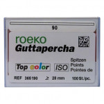 Top color (ISO 90), Guttapercha-csúcs, Doboz, ISO 90 rózsaszín, Guttapercha, 28 mm, 100 darab
