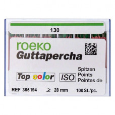 Top color (ISO 130), Guttapercha-csúcs, Doboz, ISO 130 rózsaszín, Guttapercha, 28 mm, 100 darab
