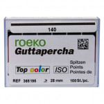 Top color (ISO 140), Guttapercha-csúcs, Doboz, ISO 140 rózsaszín, Guttapercha, 28 mm, 100 darab