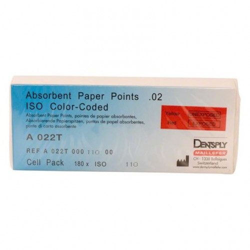 Papírcsúcs (27 mm) (ISO 110), ISO 110 sterilen csomagolva, fehér, Papír, 27 mm, 180 darab