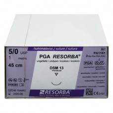 RESORBA® PGA Packung 24 Nadeln, ungefärbt, 45 cm, DSM13, USP 5/0
