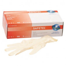 Safetec (S), Kesztyűk (Latex), nem steril, Egyszerhasználatos termék, Latex, S (kicsi), 100 darab
