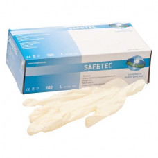 Safetec (L), Kesztyűk (Latex), nem steril, Egyszerhasználatos termék, Latex, L (nagy), 100 darab