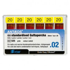 Guttapercha-csúcs (#525) (28 mm) (2 %) (ISO 20), ISO 20 rózsaszín, röntgenopák, Guttapercha, 28 mm, 120 darab
