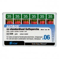 Guttapercha-csúcs (#525) (28 mm) (2 %) (ISO 40), ISO 40 rózsaszín, röntgenopák, Guttapercha, 28 mm, 120 darab