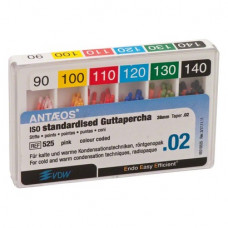 Guttapercha-csúcs (#525) (28 mm) (2 %) (ISO 90-140), ISO 90-140 rózsaszín, röntgenopák, Guttapercha, 28 mm, 60 darab